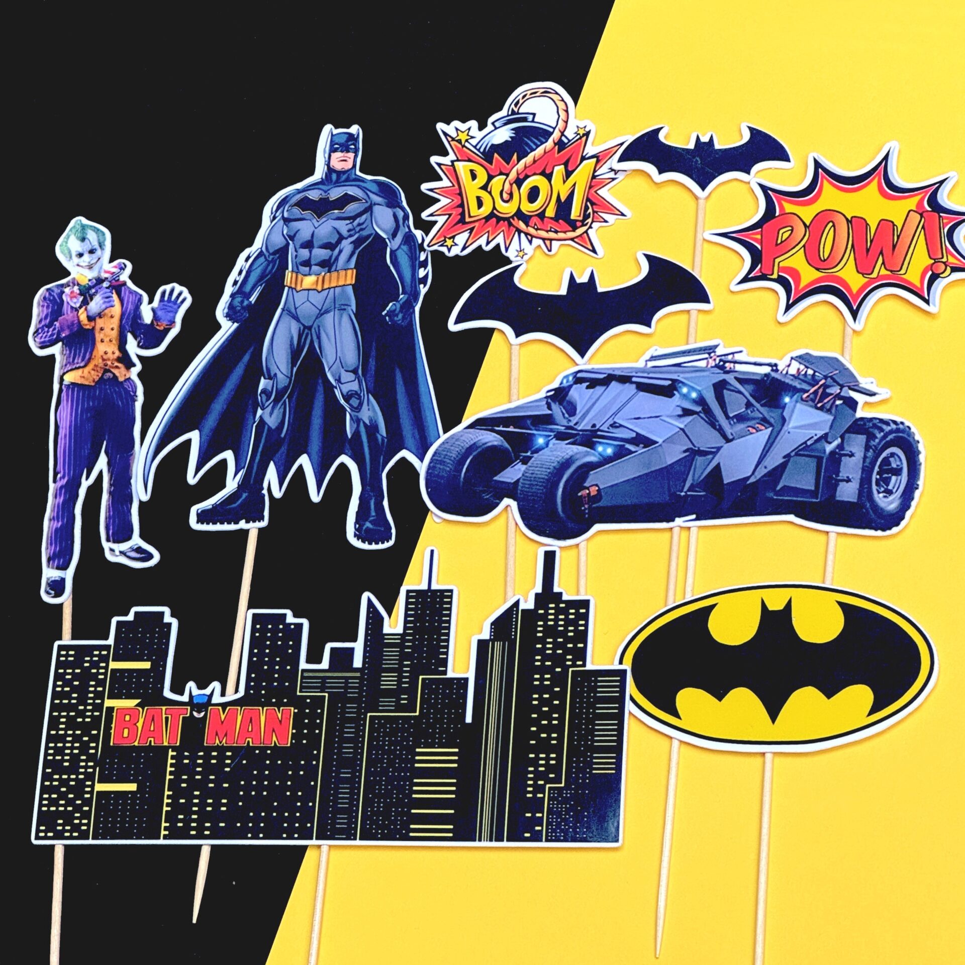 Batman zápichy, dekorácie na tortu Batman zápichy, dekorácie na tortu