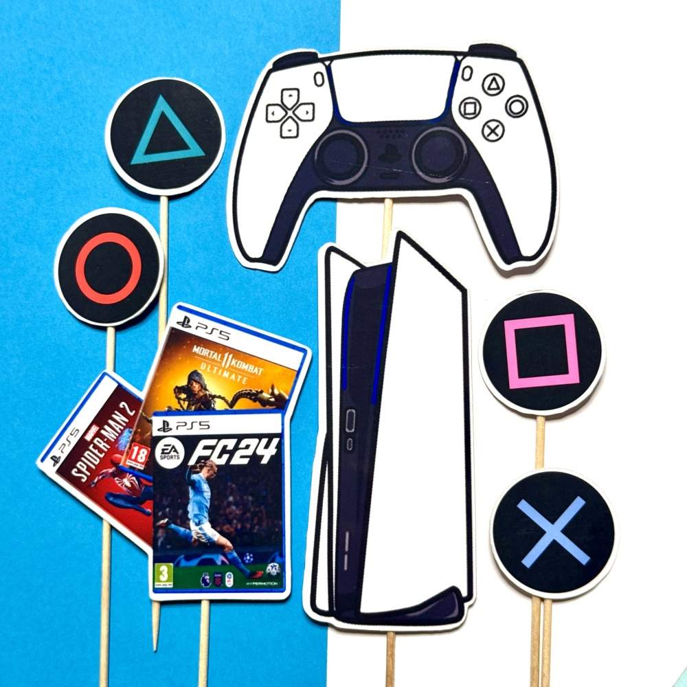 playstation zápichy, dekorácia na tortu playstation zápichy, dekorácia na tortu