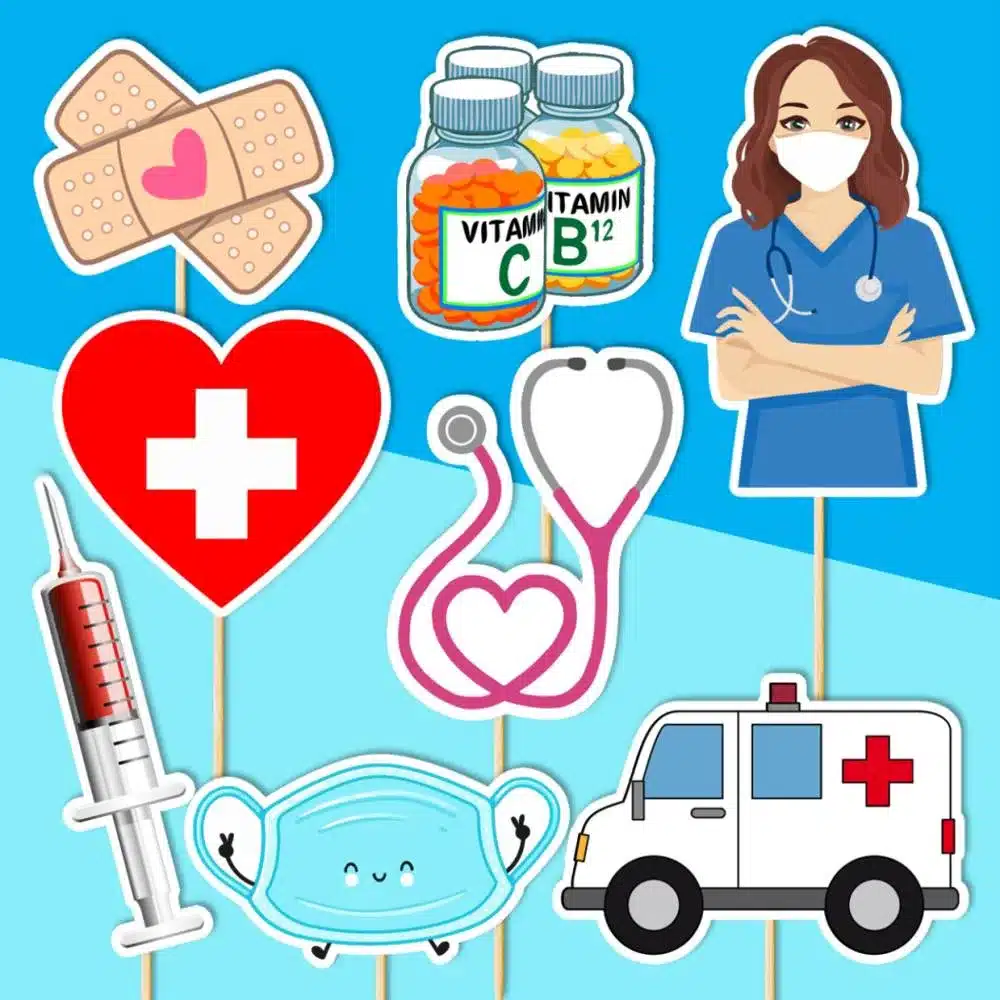 doktorka dekorácie, ozdoba zápich na tortu k narodeninám doktorka dekorácie, ozdoba zápich na tortu k narodeninám