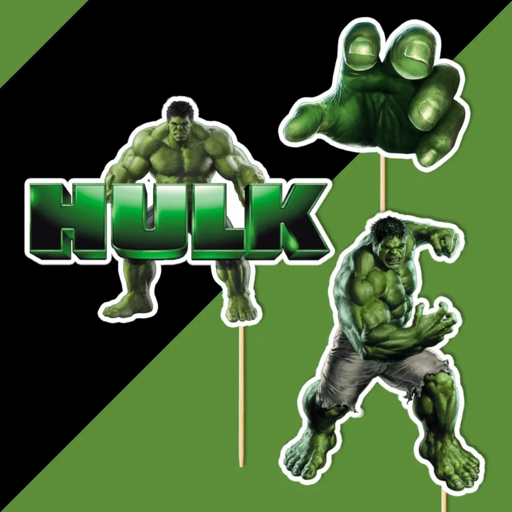 hulk dekorácie, ozdoba zápich na tortu k narodeninám hulk dekorácie, ozdoba zápich na tortu k narodeninám