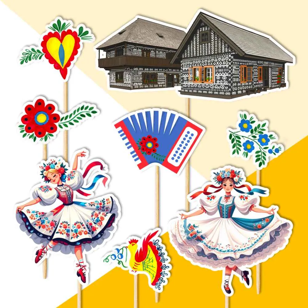 folklor dekorácie, ozdoba zápich na tortu k narodeninám folklor dekorácie, ozdoba zápich na tortu k narodeninám