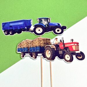 traktor a vlecka zápichy, dekorácia na tortu