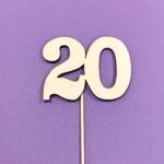 drevený zápich - dvojčíslo 20, dekorácia na tortu