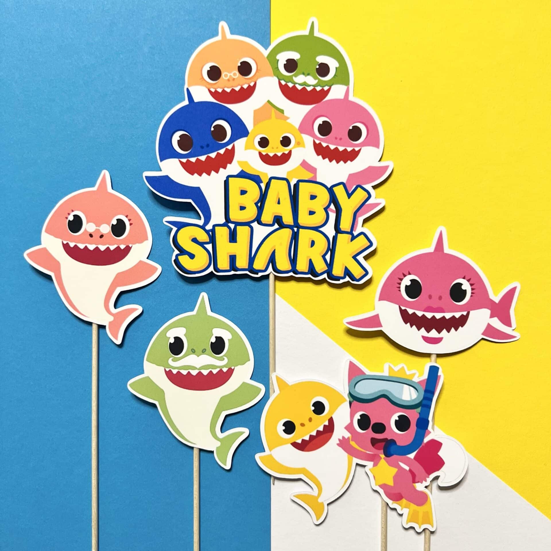 baby shark zapich, dekorácia na tortu
