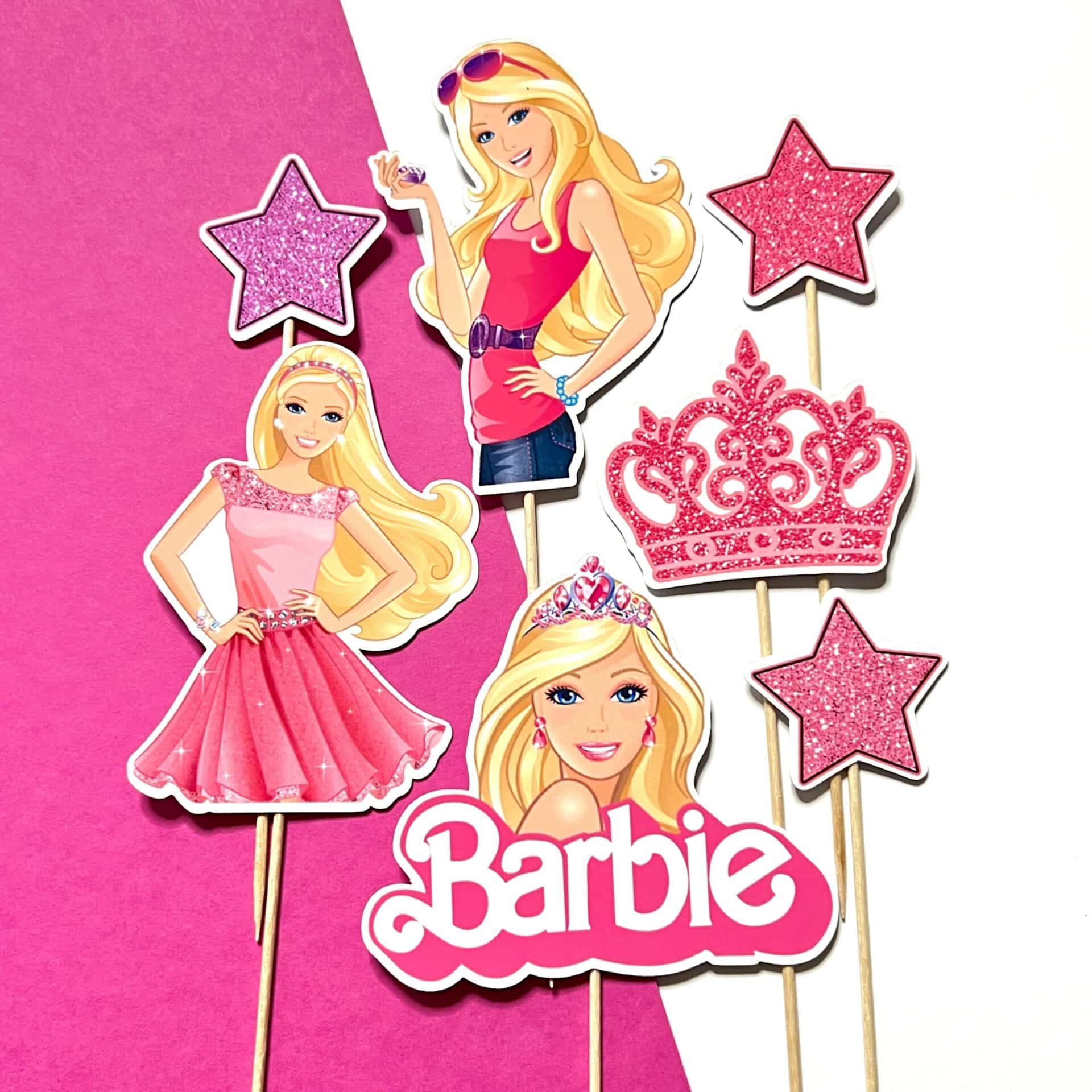 Barbie zápichy, dekorácia na tortu