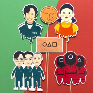 Squid game, hra na oliheň zápichy, dekorácie na tortu