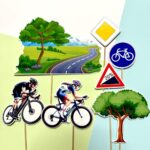 cyklista cestný zápichy, dekorácia na tortu