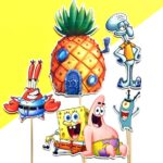 spongebob zápichy, dekorácia na tortu