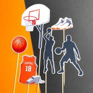 basketbal dekorácia, zápichy na tortu