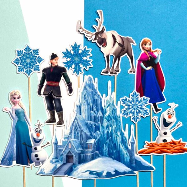 frozen, ladove kralovstvo 3, dekorácia, zápichy na tortu
