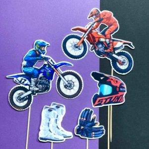 motorky cross dekorácia, zápich na tortu