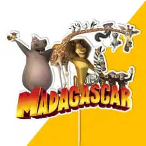 madagaskar dekorácie, ozdoba zápich na tortu k narodeninám