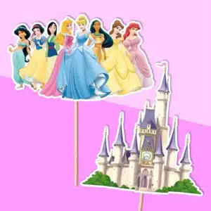 princezné disney a hrad dekorácie, ozdoba zápich na tortu k narodeninám