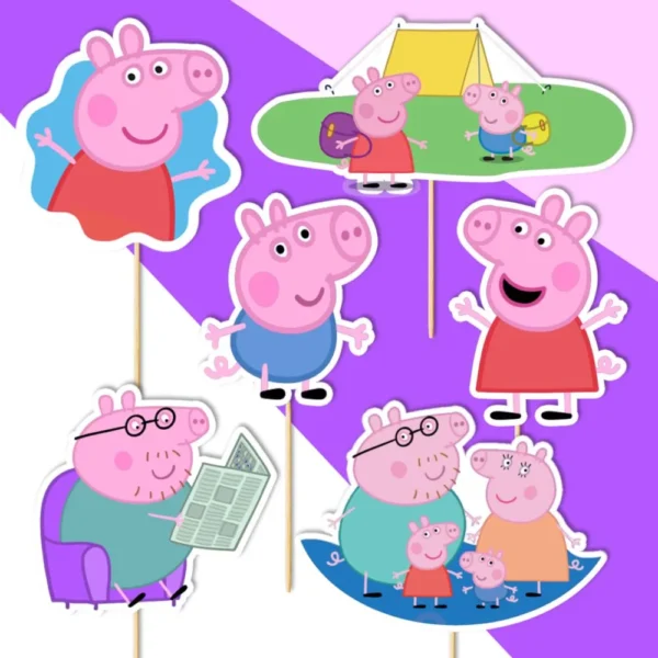 pepa pig, prasiatko pepa dekorácie, ozdoba zápich na tortu k narodeninám