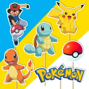 pokemon, pikachu dekorácie, ozdoba zápich na tortu k narodeninám