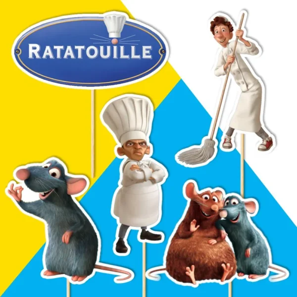 ratatoille dekorácie, ozdoba zápich na tortu k narodeninám
