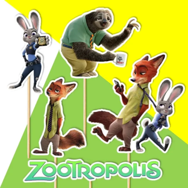 zootropolis dekorácie, ozdoba zápich na tortu k narodeninám