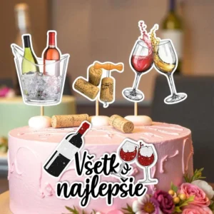 vino 1 dekorácie, ozdoba zápich na tortu k narodeninám