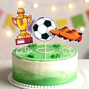 futbal kresleny lopta topanky trofej torta dekorácie, ozdoba zápich na tortu k narodeninám