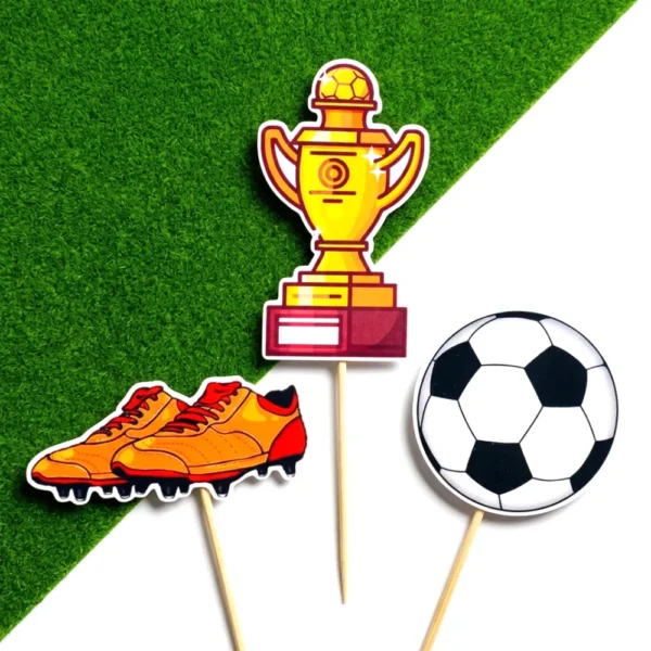futbal kresleny, pohar topanky lopta torta dekorácie, ozdoba zápich na tortu k narodeninám