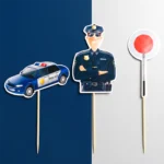 policia auto torta dekorácie, ozdoba zápich na tortu k narodeninám
