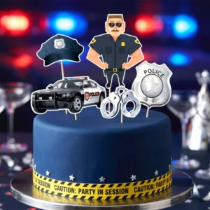 policia puta auto ciapka 2 torta dekorácie, ozdoba zápich na tortu k narodeninám