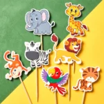 safari zvieratka cupcake torta dekorácie, ozdoba zápich na tortu k narodeninám