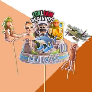 brainrot 3D torta dekorácie, ozdoba zápich na tortu k narodeninám