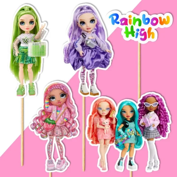 rainbow high torta dekorácie, ozdoba zápich na tortu k narodeninám