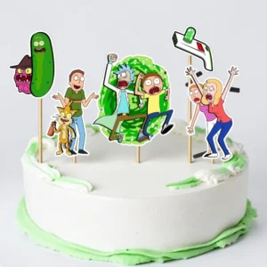 rick and morty torta dekorácie, ozdoba zápich na tortu k narodeninám 2 (1)